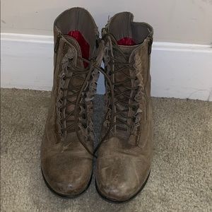 Brown combat boots